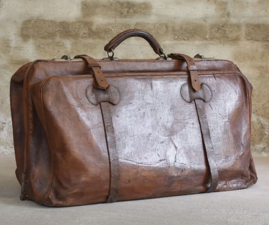 Vintage leather weekender bag